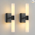 Wall Sconces Set of Two Matte Black Modern Bathroom Sconces Lighting Set of 2 Frosted Glass Shade Indoor Wall Lamp Wall Mounted Lights Metal Wall Light Fixtures for Living Room Stairs