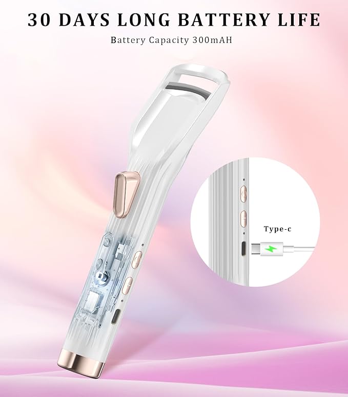Heated Eyelash Curler Premium PRO - Fast Heat up in 8s - 24 Hours Long Lasting, White-HA
