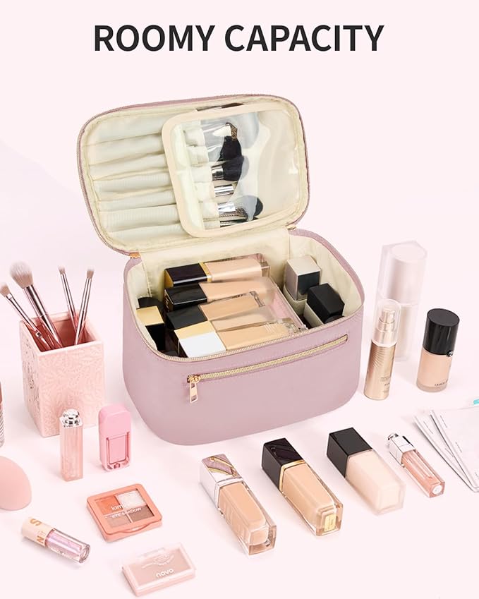 Wandering Nature Makeup Bag, Women Travel Make Up Vanity Case with Handle