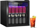 Stopsad Compact Beverage Refrigerator, 1.3Cu.Ft/60 Can Mini Fridge with Glass Door and Digital Display, Small Drink Fridge with Adjustable Shelves for Soda, Beer, or Wine, Compact Fridge for Bedroom