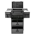 SuiYuLn Lockable Makeup Train Case,33.07lbs Rolling Hairdressing Trolley,Beauty Salon Cosmetic Luggage with Universal Wheels for Hair Stylist,Make-up Artists (Black 3)