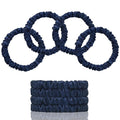 22 Momme 100% Pure Mulberry Silk Scrunchies (4 PCS) - Small Hair Elastics and Ties for Women, Sleep Hair Care, No Damage, Navy Blue