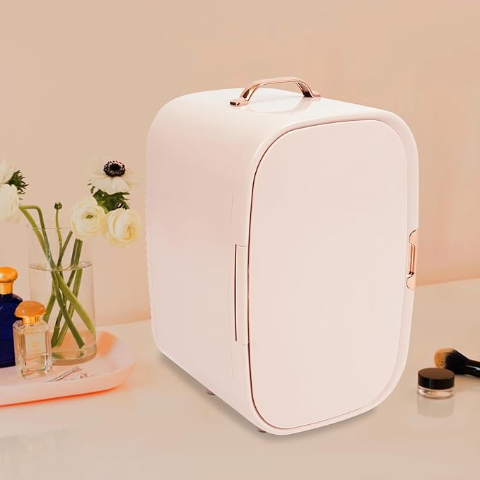 BIAZFYIUW 12L Skincare Fridge for Bedroom, Portable Mini Fridge with AC/DC Cords, Quiet Beauty Fridge Cooler and Warmer, Compact Skincare Fridge for Makeup Cosmetics Travel & Car (Pink)