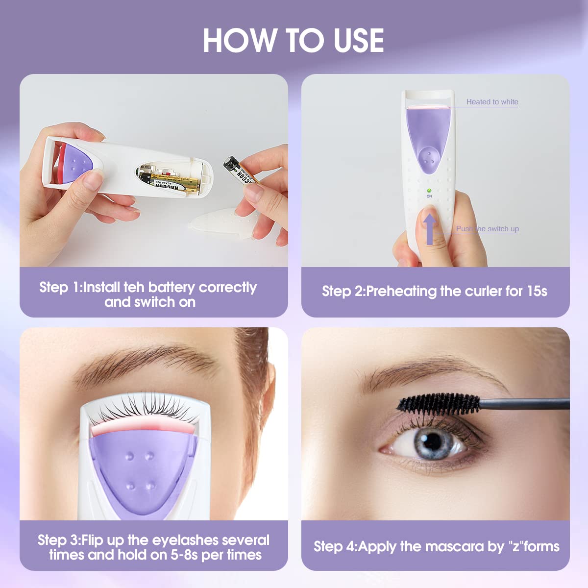 TOUCHBeauty Professional Heated Eyelash Curler with Silicone Refill Pad Curling Tool for Women Long Lasting Eyelashes TB-2003B