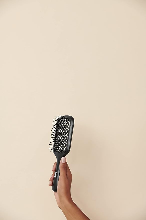 Planet Goody Ocean Rescue Vented Paddle Brush – Black Detangling Brush for All Hair Types, Flexible Bristles, Ouchless Design, Speeds Up Drying, Ideal for Wet or Dry Hair & Styling