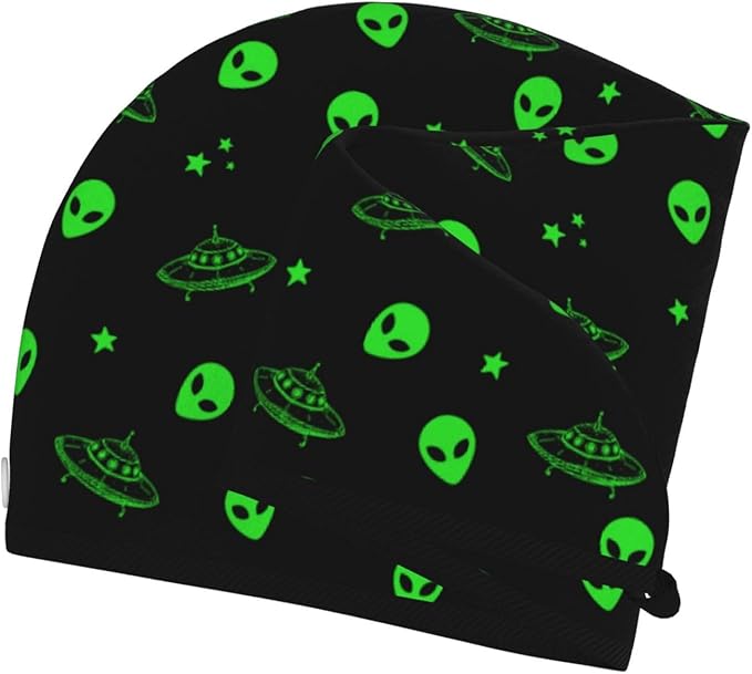 Galaxy Alien Hair Towel Wrap Microfiber Fast Drying Hair Turban with Buttons for Women Men Drying Curly, Long & Thick Hair