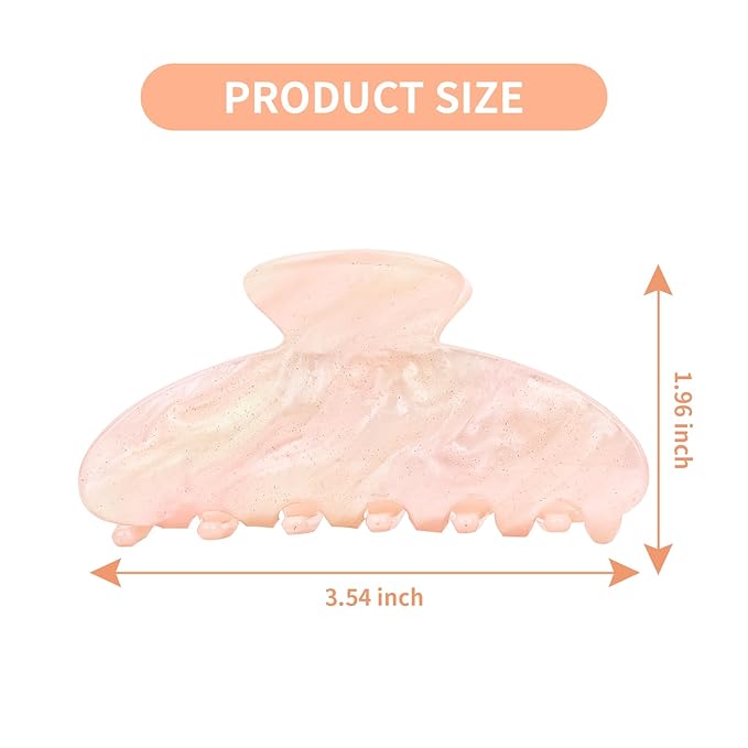 ACO-UINT 2 Pack Hair Claw Clips for Women Acrylic Claw Clips for Thick Hair Non-slip Clip for Hair Large Claws Hair Accessories for Women and Girls（White&Pink