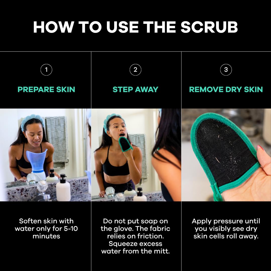 Dermasuri Face Exfoliator Scrubber, Exfoliating Glove & Scrub Mitt 2 Pack