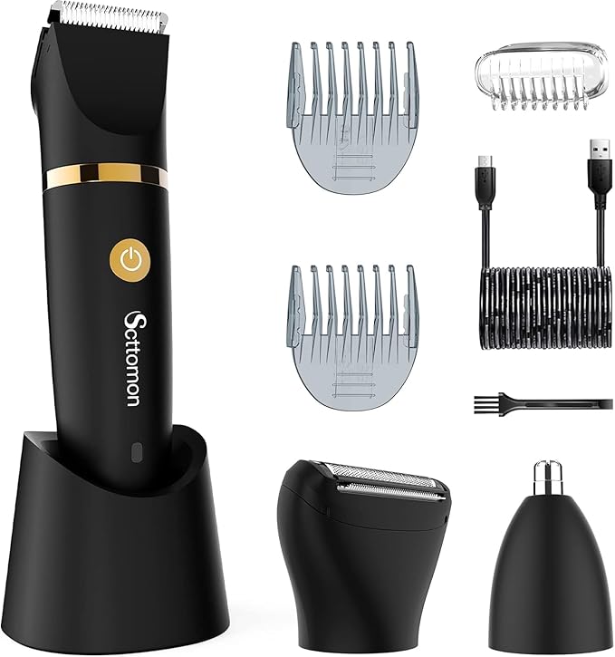Scttomon Electric Lady Shaver for Women - Painless Razor, Bikini Trimmer, Facial Hair Removal, Body Trimmer for Face, Legs, Underarm, Pubic - Wet and Dry Flawless 3 in 1