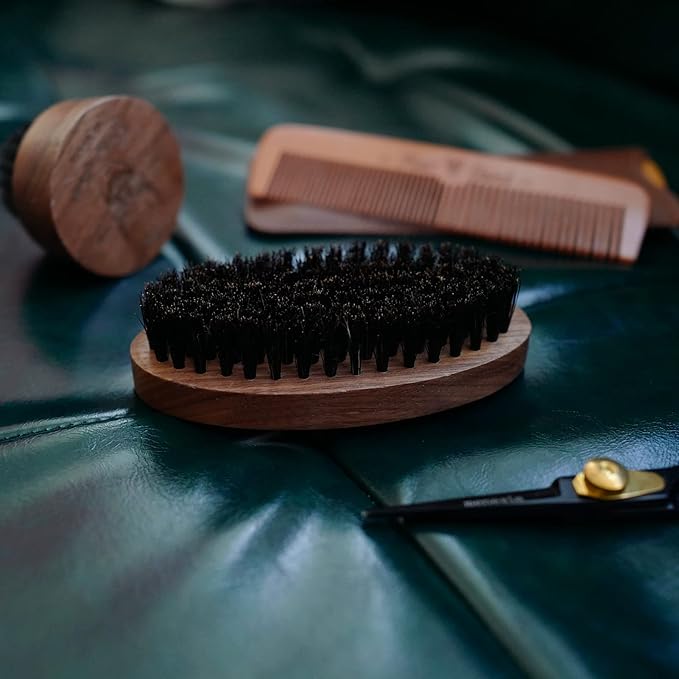 Menesia Walnut Wood Boar Bristle Beard Brush for Men