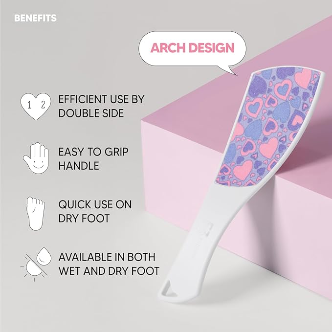 F3 Systems S-Line Emery Foot File, Colossal Double-Sided Pedicure Tool, Effective for Cracked Heel, Ergonomic Design for Easy Grip (Purple Heart)