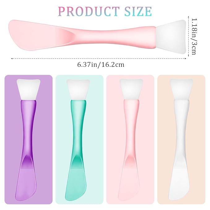 Face Mask Applicator, 4 PCS Silicone Face Mask Brush Reusable Double-Ended Facial Masks Brush Washable Facial Masks Spatula Beauty Tools for Apply Cream Lotion Mud Clay Gel Foundation