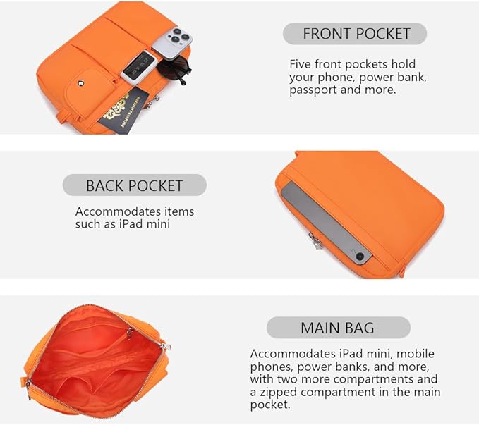 Storage Bag-arge Cosmetic Bag for Women Travel Makeup Bag Zip Up Bag Pure Cotton Canvas Can be Suspended (Orange Red)