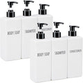Segbeauty 16.9oz Shampoo and Conditioner Dispenser, 6pcs Empty Refillable Soap Dispenser Set, 500ml Plastic Square Soap Dispensers for Bathroom, Press Pump Body Wash Dispenser for Shower Bathroom