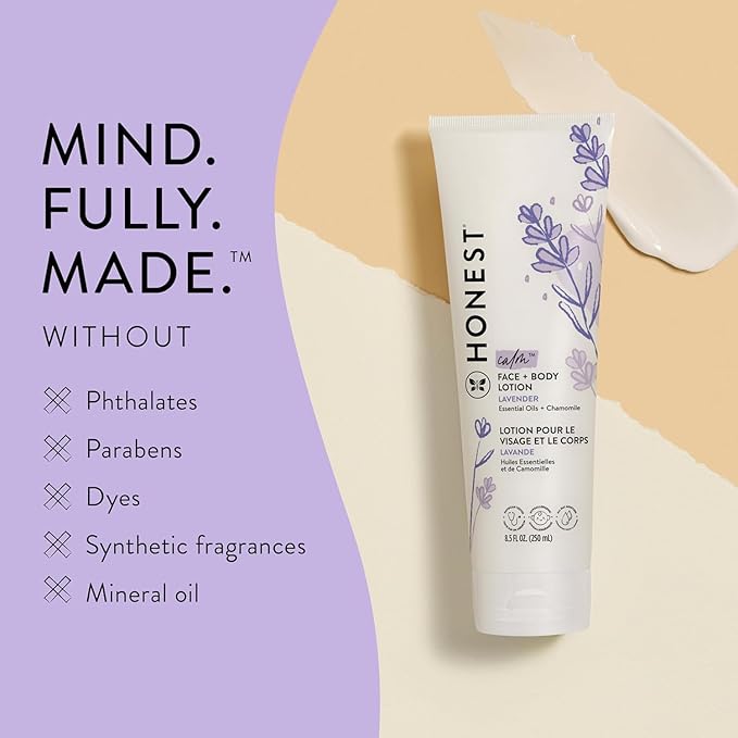 The Honest Company Hydrating Face Body Lotion, Fast Absorbing, Naturally Derived, Hypoallergenic, Lavender Calm, 8.5 fl oz