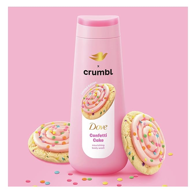 Dove Moisturizing Confetti Cake Body Wash & Scrub Combo, 20oz Wash + 15oz Scrub, Limited Edition, Paraben & Sulfate Free, For Body, Improves Skin Texture, Moisturizes