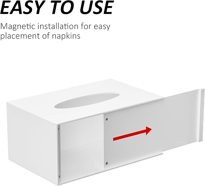 Hongtuocb White Acrylic Tissue Box Cover Rectangular,Acrylic Tissue Dispenser with Storage Tray for Bathroom Kitchen Home Office(White, 9.85x4.5x6.3)