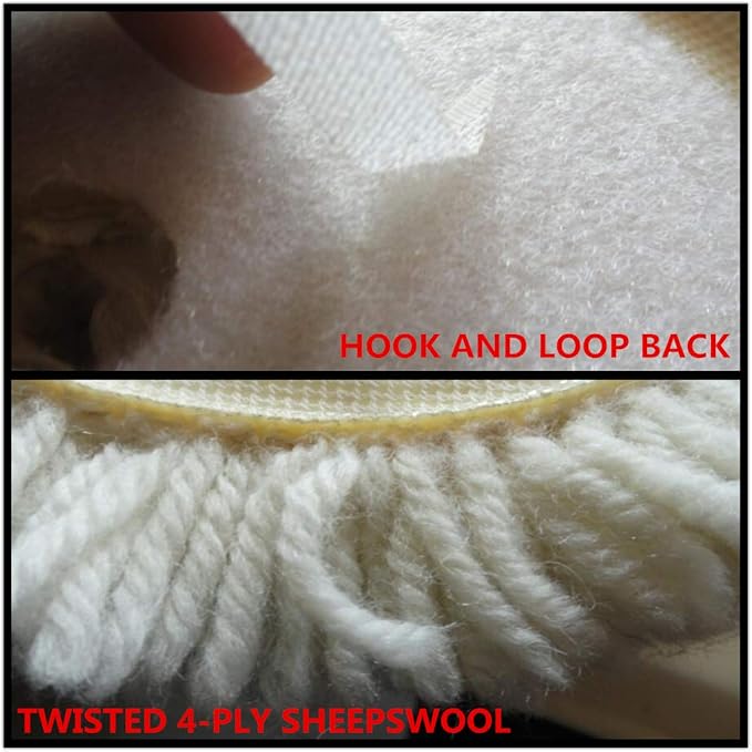 Wool Buffing Pad,3 Pack 7" Car Polishing Pad with Hook and Loop for Cleaning & Cutting,Polishing,100% Wool Sheepskin Material,Durable and Soft