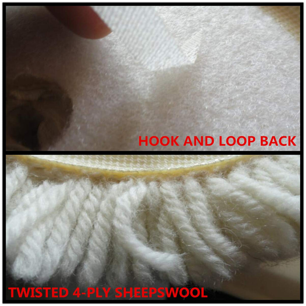 Inzoey Wool Buffing Pad,3 Pack 7" Car Polishing Pad with Hook and Loop for Cleaning & Cutting,Polishing,100% Wool Sheepskin Material,Durable and Soft