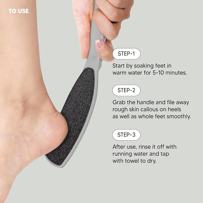 F3 Systems, Wide Emery, Double-Sided Pedicure Tool, Colossal Foot File for Men & Women, Effective for Cracked Heel, Callus Remover, Foot Scrubber, Professional, (Gray)