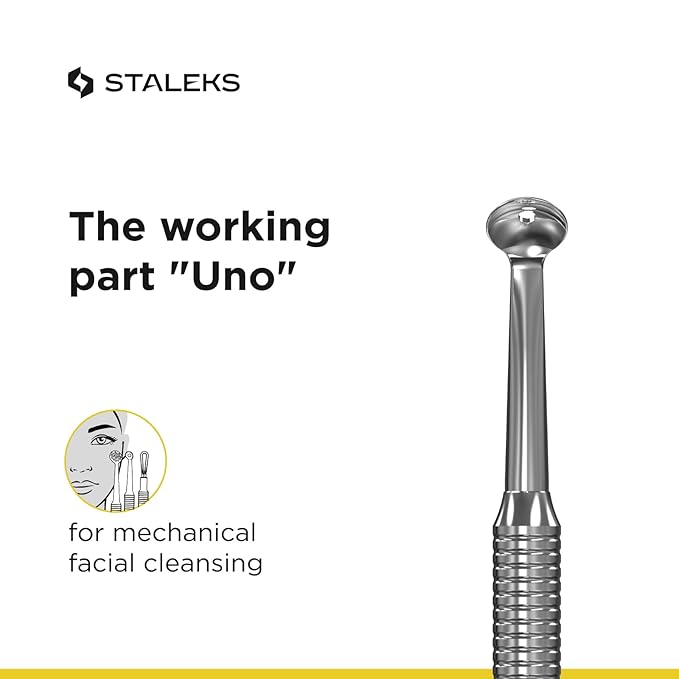 Staleks Pro Cosmetology Double-Ended Tool Expert 20 Type 4 – Uno Spoon & Vidal Needle – Stainless Steel Blackhead Remover – Pimple Extractor Tool