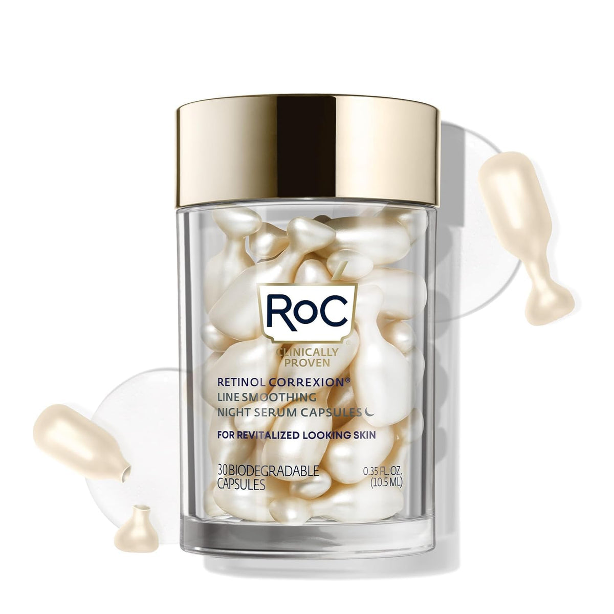 RoC Retinol Correxion Anti-Aging Wrinkle Night Serum Capsules, 30 count