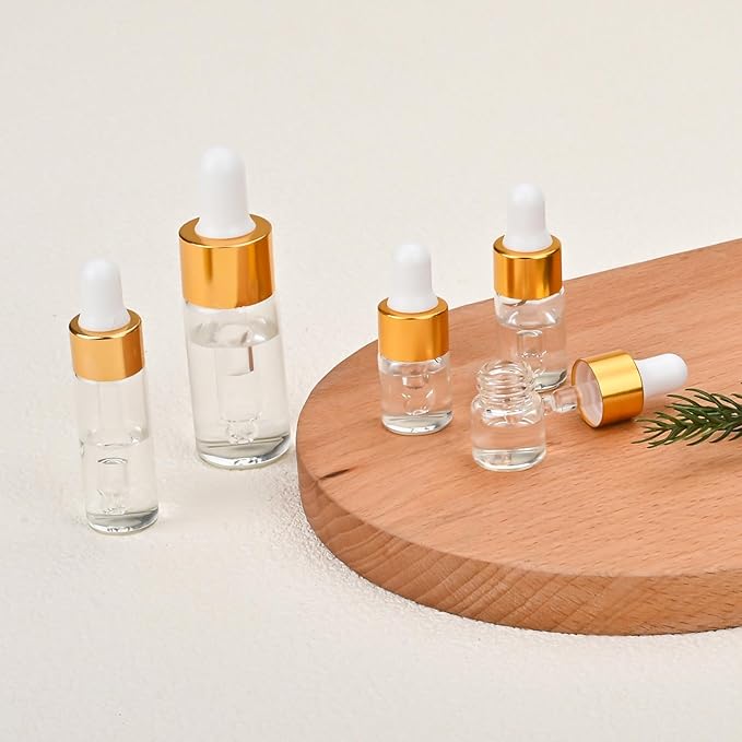 COTOM 20 Pack Mini Dropper Bottle for Cuticle Oil, 3ml Small Sample Essential Oil Dropper Bottles for Travel, Clear Empty Vails for Cosmetic Perfume