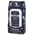 CALA for Men Cooling Face & Body Wipes, Eucalyptus Leaf Oil + Witch Hazel, Unscented Pre-Moistened Cleansing Tissues for Sweat & Grime, Soft Woven Cloth, 60 Sheets