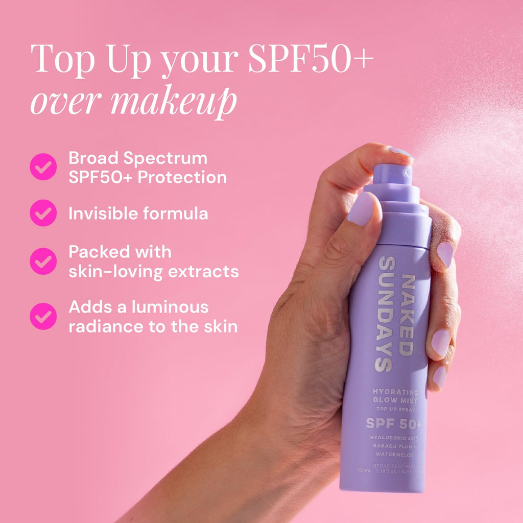 Naked Sundays SPF 50 Hydrating Glow Sunscreen Mist for Face, 75ml