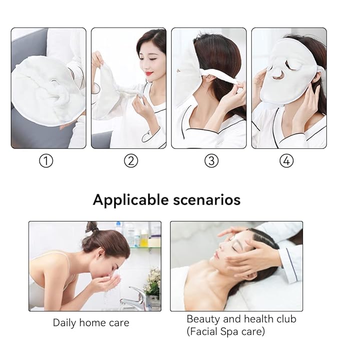 Angzhili 2 Pcs Hot Compress Reusable Face Towel Mask,Hot Cold Facial Steamer Towel Soft Coral Fleece Face Mask for Home and Beauty Salon,Spa Towel Moisturizing Skin Care