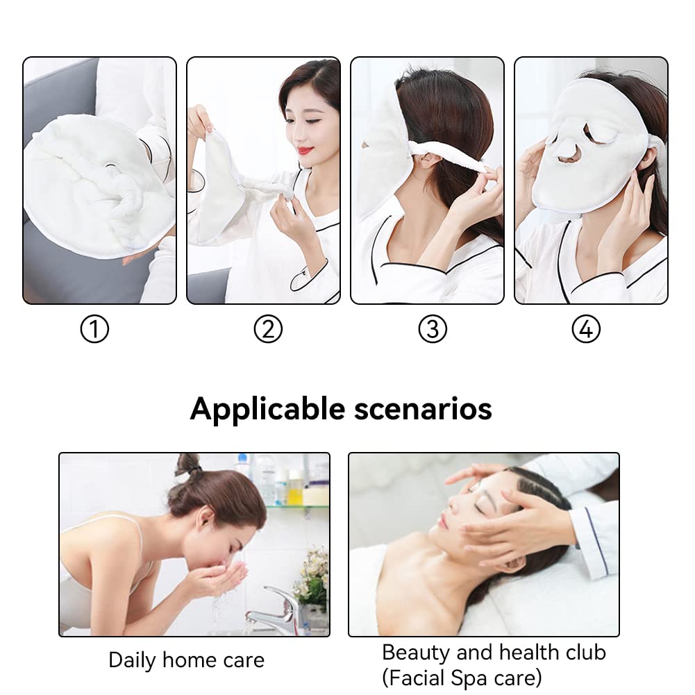 Angzhili 2 Pcs Hot Compress Reusable Face Towel Mask,Hot Cold Facial Steamer Towel Soft Coral Fleece Face Mask for Home and Beauty Salon,Spa Towel Moisturizing Skin Care