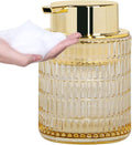 Tonxus Foaming Soap Dispenser, Amber Glass Foam Soap Dispenser for Bathroom and Kitchen, 10 Oz Refillable Foaming Pump Bottle with Large Pump, Ribbed Bottle Container Decor