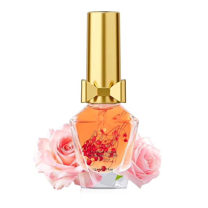 JIASHENG Cuticle Oil, Cuticle Nail Oil Infused with Real Flowers, Rose 12ml