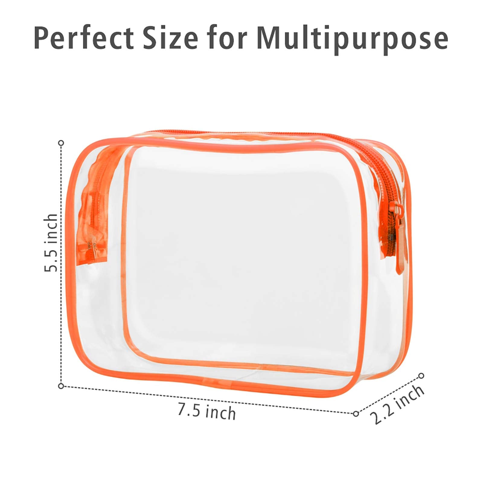 PACKISM Clear Makeup Bag with Zipper - TSA Approved Toiletry Bag, Orange