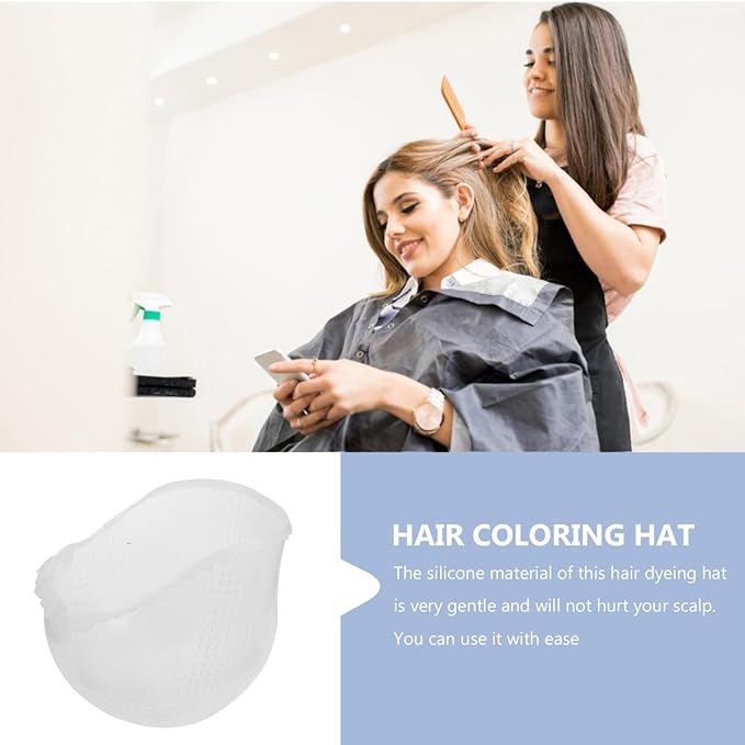 Beatifufu Silicone Highlight Cap with Hook Reusable Hair Dye Cap with Holes for Even Hair Coloring at Home and Salon Use 7.48X7.48X6.29In