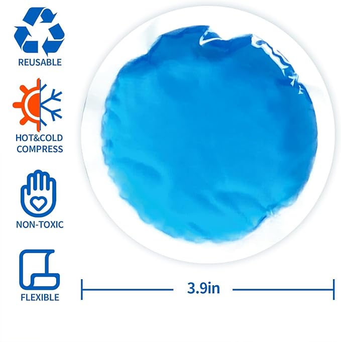 Soft Ice Pack/Small Ice Packs for Injuries Reusable, Small Round Gel Hot & Cold Compress (12 Pack) for Pain Relief, Toothache, Surgery Recovery - Soothing Gel with Sleeve - Blue