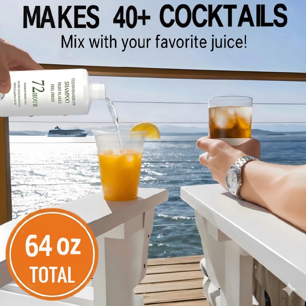 SpareCruise Leak-Proof Empty Shampoo Containers Bottles for Cruise: 64oz | Reusable Plastic Travel Bottles Funnels for Cruise Ships,Travel,Events, Concerts, Beach