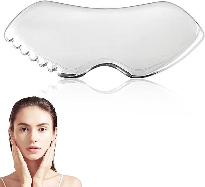 TANGZHIFEIYUE Guasha Tool for Face, Stainless Steel Metal Gua Sha Facial Tools for Body Lymphatic Drainage Massager Sculpting Skin Care (Bag 1, Count, 1)