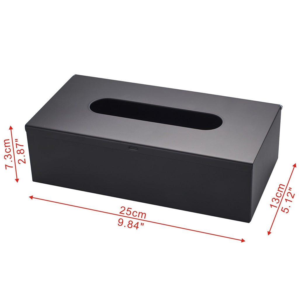 JunSun Rectangular Tissue Box Cover Tissue Box Holder Napkin Holder Tissue Storage Box Facial Tissue Holder Decorative Holder For Bathroom Bedroom Nightstand Office Dresser-Stainless Steel Matte Black