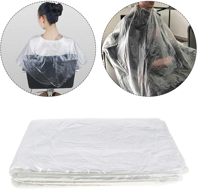 100 Pcs Disposable Hair Salon Capes,51x36 inch Waterproof Shampoo Barber Hair Cutting Cape for Barbershop and Salon Hairdressing,Suit for Kids Adults
