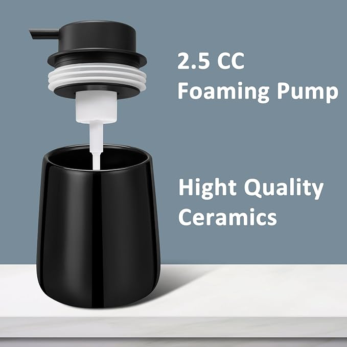 Soap Foaming Dispenser Ceramic with Easy-to-Press Pump Hand Foam Dispenser for Shampoo Bathroom Kitchen 12 oz