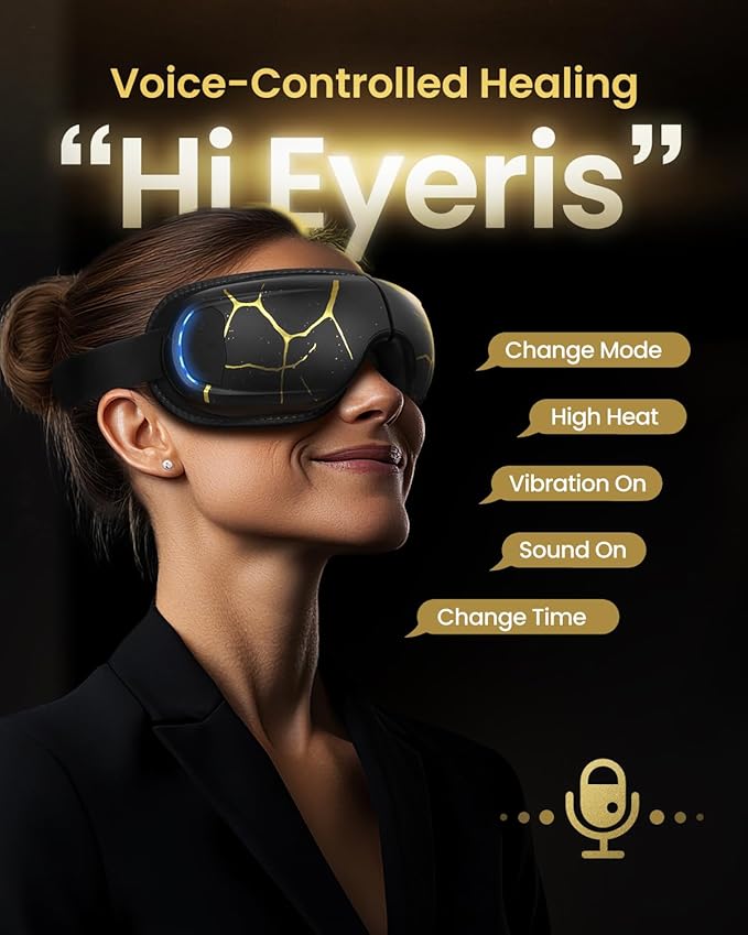 RENPHO Eye Massager with Heat and Cooling Voice Control, Birthday Gifts for Men Women, FSA Eligible HSA, Massaging Eye Mask for Dry Eyes Head Tension and Stress Relief - Eyeris Kintsugi