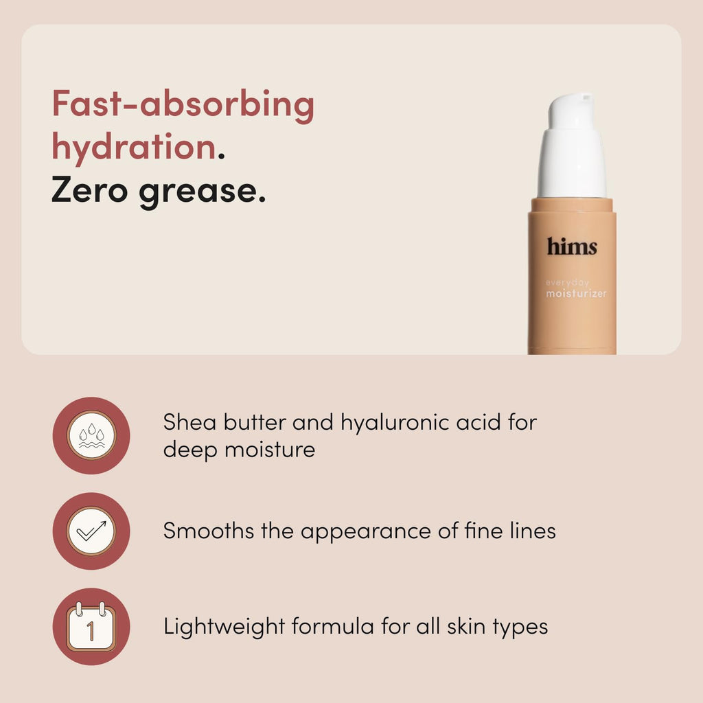 hims Everyday Moisturizer, Hyaluronic Acid, Non-Greasy Face Cream, 1 Fl Oz