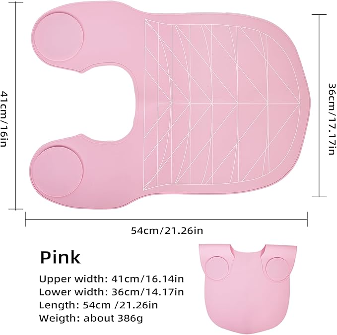 Professional Hair Cutting Cape with Geometric Grid Pattern, Longer Silicone Waterproof Cutting Mat,Neck Guide (Pink)