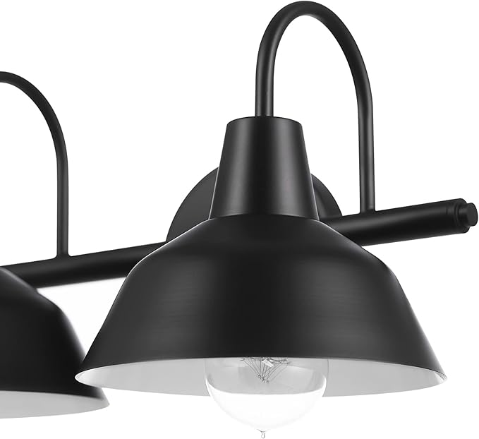 Globe Electric 63000004 3-Piece Bathroom Set, Matte Black, 15.5" 2-Light Vanity Light, Towel Ring, Toilet Paper Holder, Bulb Not Included