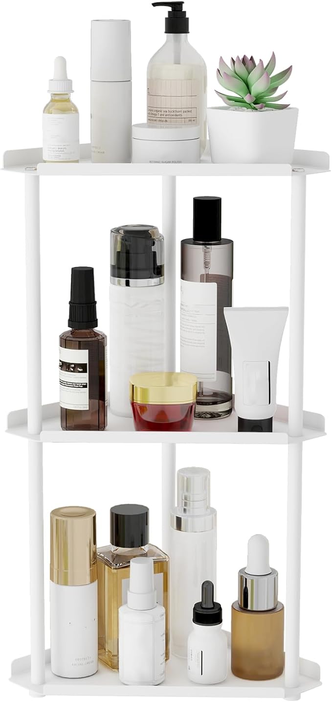 Jesginboo 3 Tier Bathroom Counter Organizer, Vanity Organizer Corner Shelf