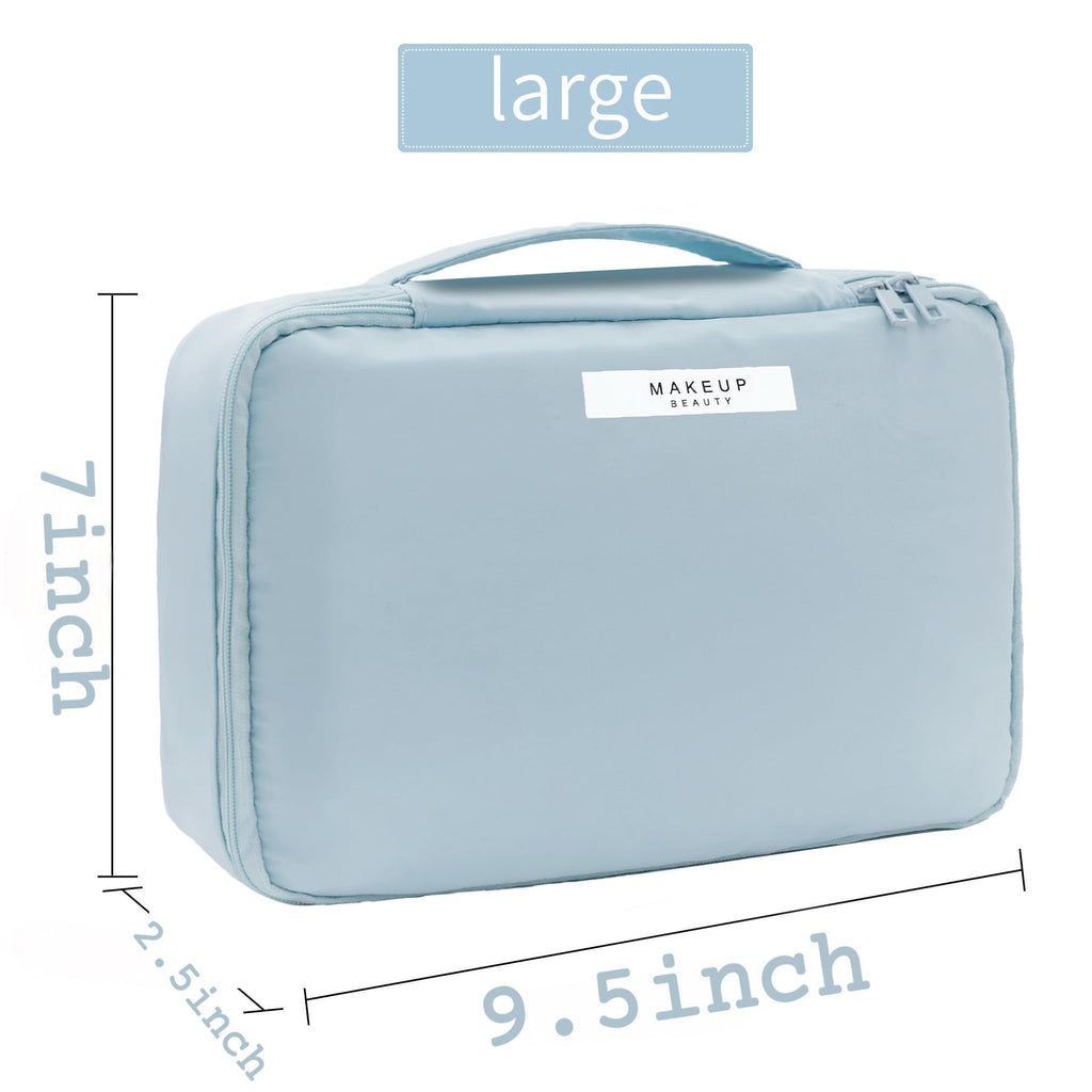 Queboom Travel Makeup Bag Cosmetic Bag Makeup Bag Toiletry bag for women and men (Blue)