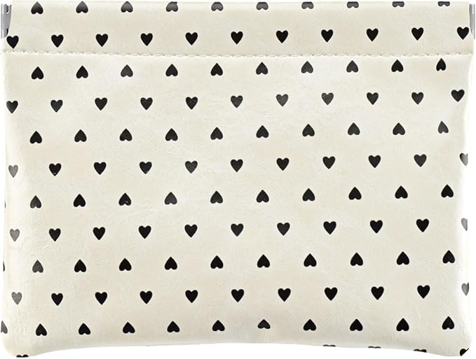 Ksriylm Hearts Leather Makeup Pouch Set for Women Small Make Up Bag for Purse Waterproof Initial Makeup Cosmetic Bags Pouches for Purse Aesthetic Travel Toiletry Bag,Heart White