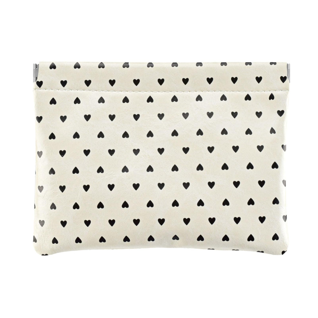 Ksriylm Hearts Leather Makeup Pouch Set for Women Small Make Up Bag for Purse Waterproof Initial Makeup Cosmetic Bags Pouches for Purse Aesthetic Travel Toiletry Bag,Heart White