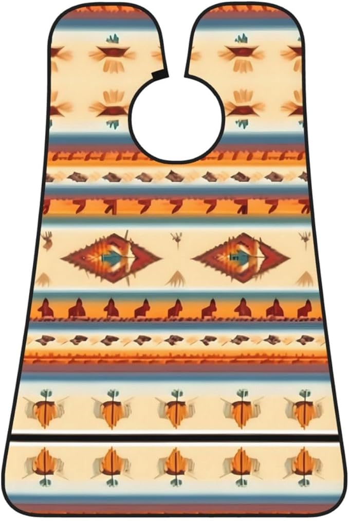 NOUZU Native American Print Beard Bib Apron For Men, Beard Hair Catcher For Men Shaving Trimming,Beard Cape Cloth, Black